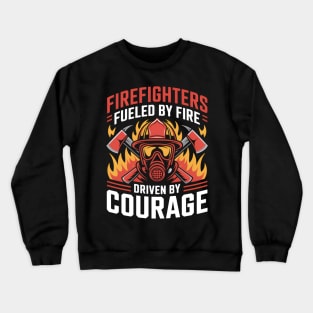 Fueled By Fire Funny Firefighter Red Line Emergency Response Crewneck Sweatshirt